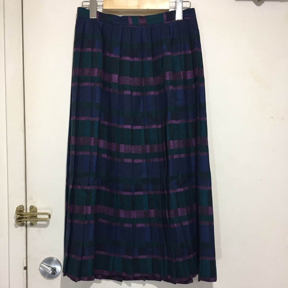 VINTAGE LOUBEN PLAID PLEATED WOOL SKIRTS SIZE 10P